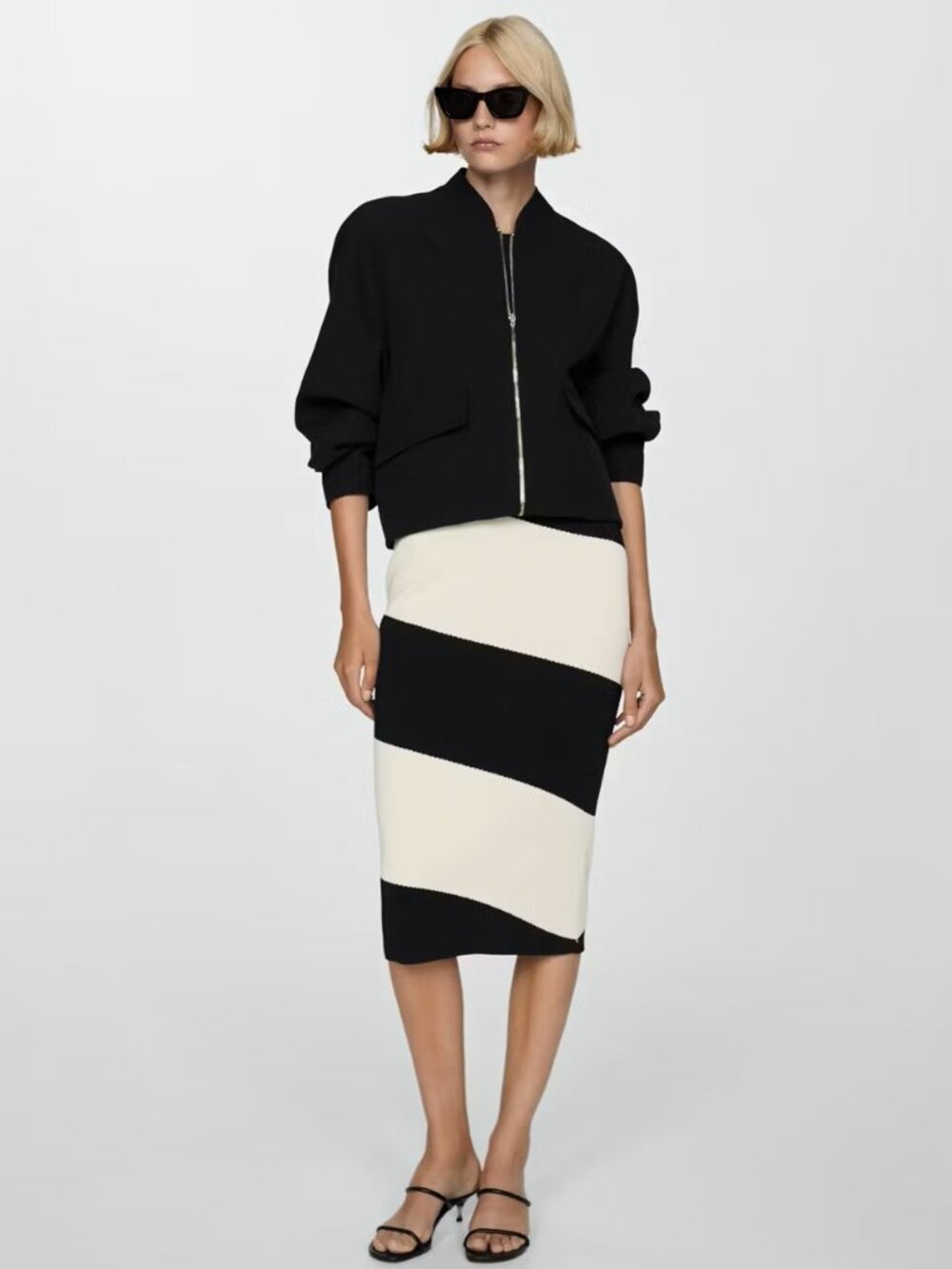 Mango Oversized Black Bomber Jacket